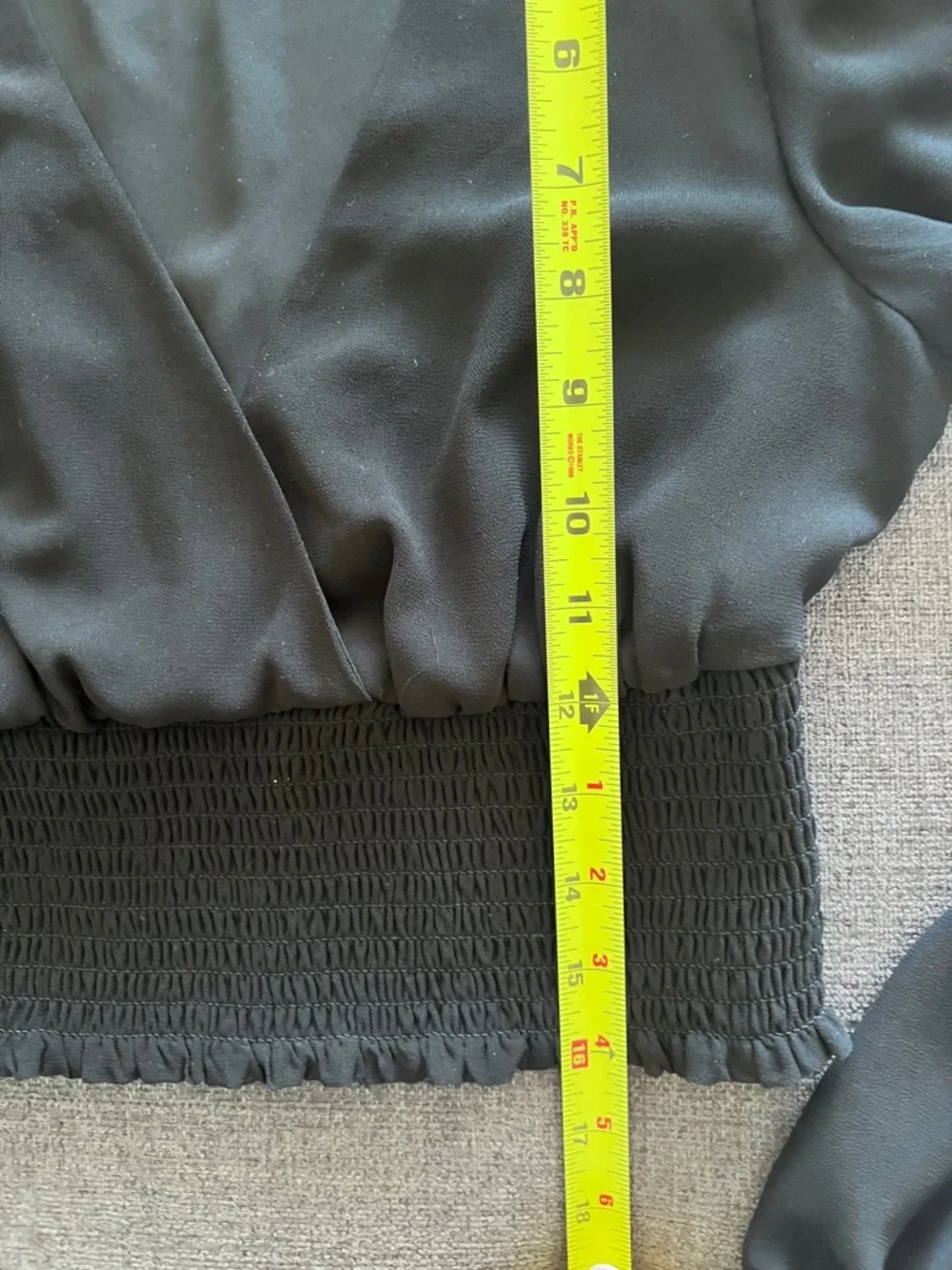 Wilfred Black Sheer Wistful Smocked Waist V-Neck Feminine Blouse Goth Fairy XS - Picture 7 of 9